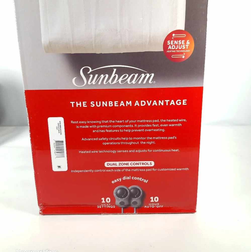 SUNBEAM King-size Heated Mattress Pad Dual Zone Controls